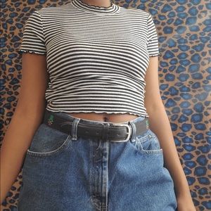 Striped black and white crop top